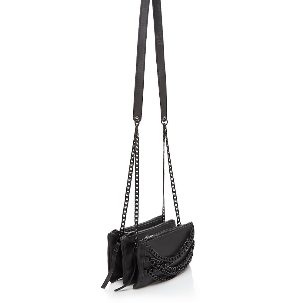 Ash genuine leather black 3 zipper crossbody bag